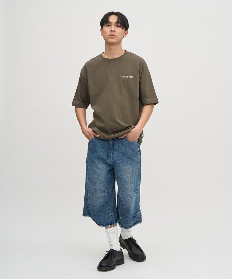 PLN1730-251 寬鬆丹寧七分短褲
