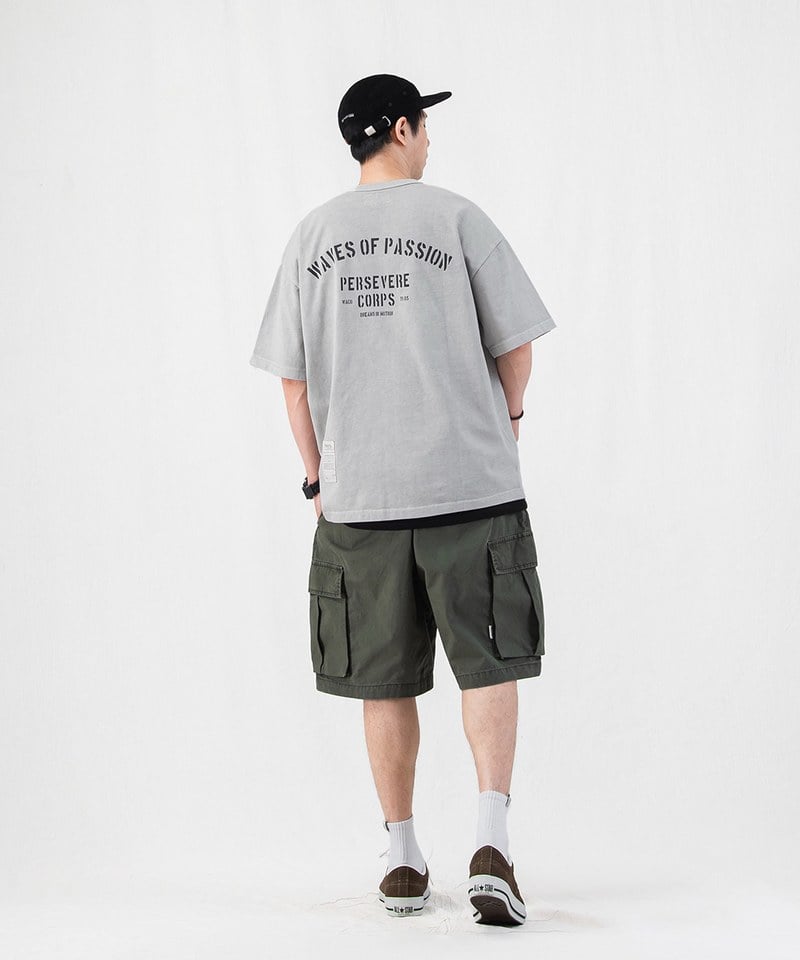 標語圖樣水洗T恤 PIGMENT-DYED WATCHWORD T-SHIRT