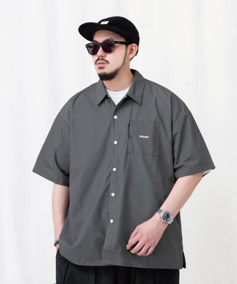 寬版短袖襯衫 BRAND LOGO LOOSE-FIT SHIRT