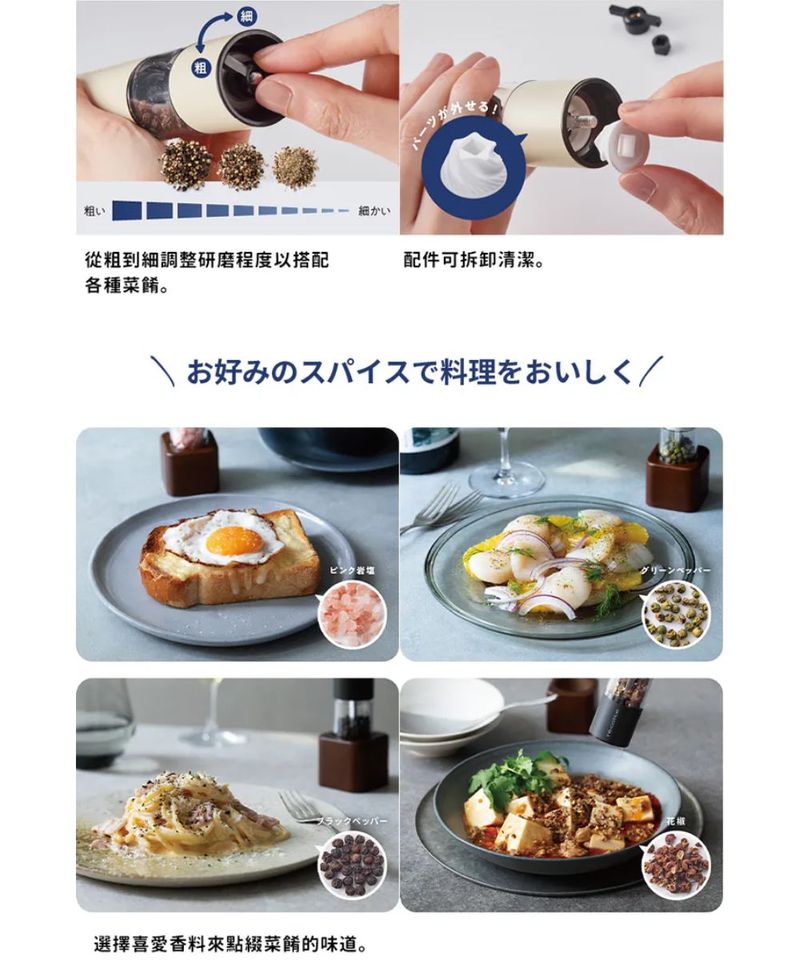RCT3902-252 recolte Salt ＆ Pepper Mill Mini 電動研磨器