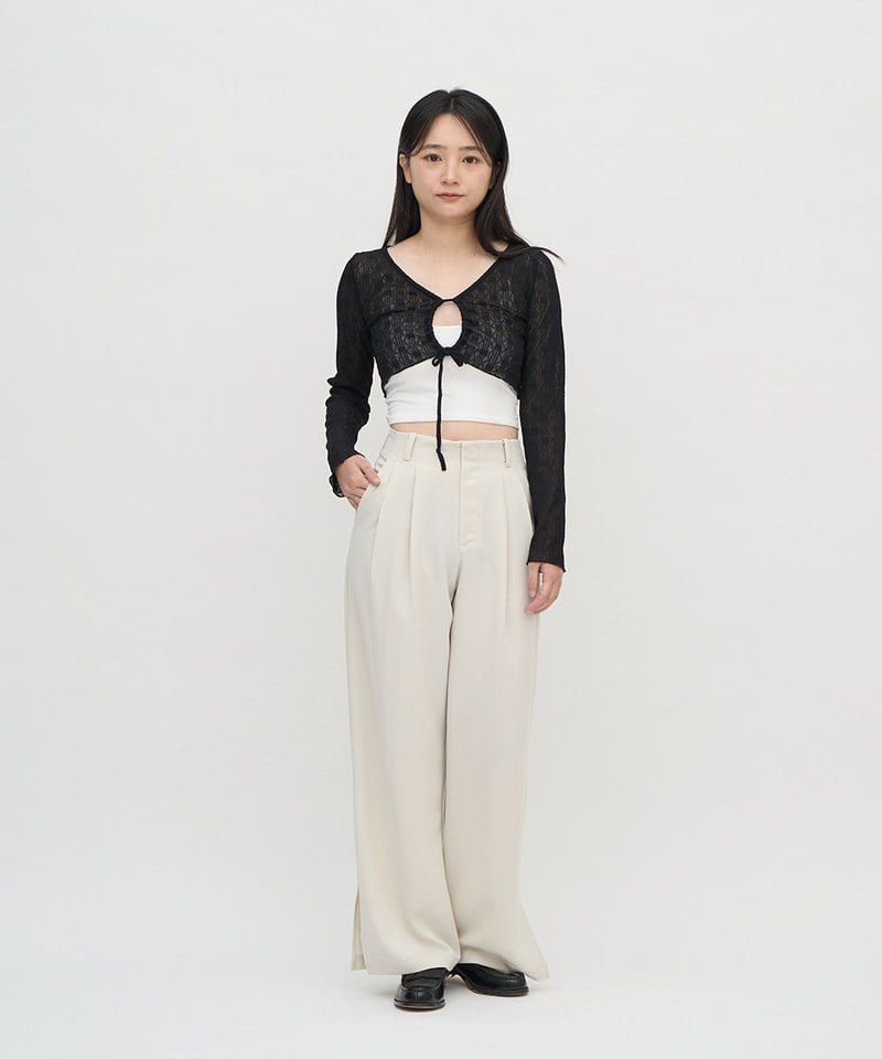 SAA0030-251 抽繩蕾絲透膚罩衫
