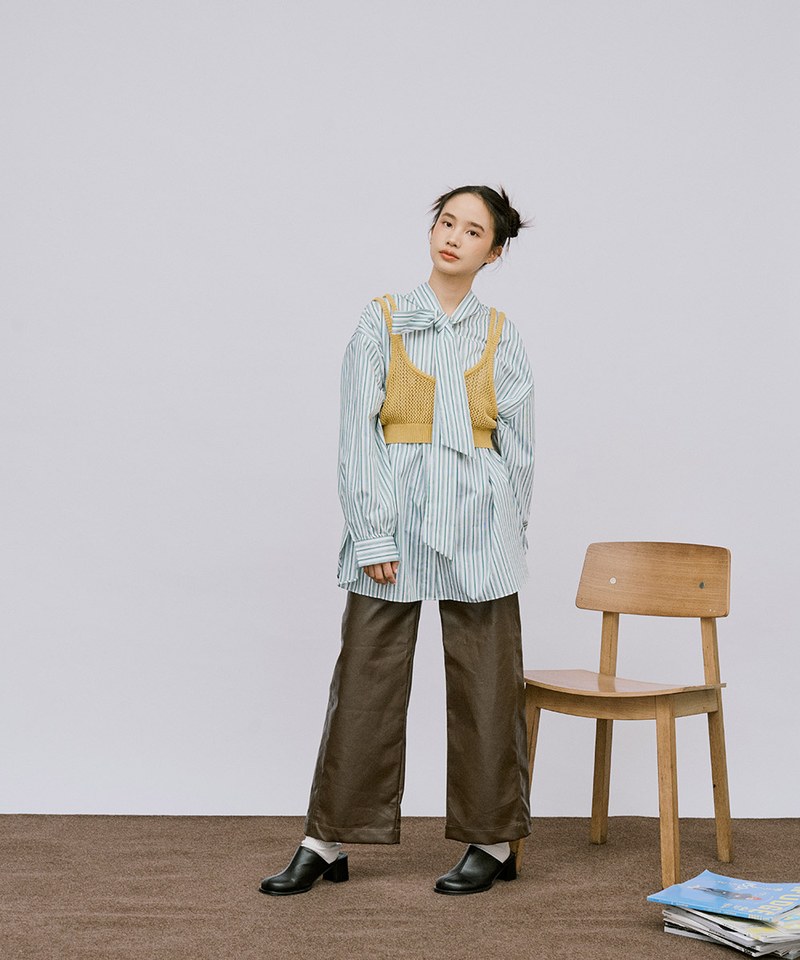 2way條紋領結襯衫
