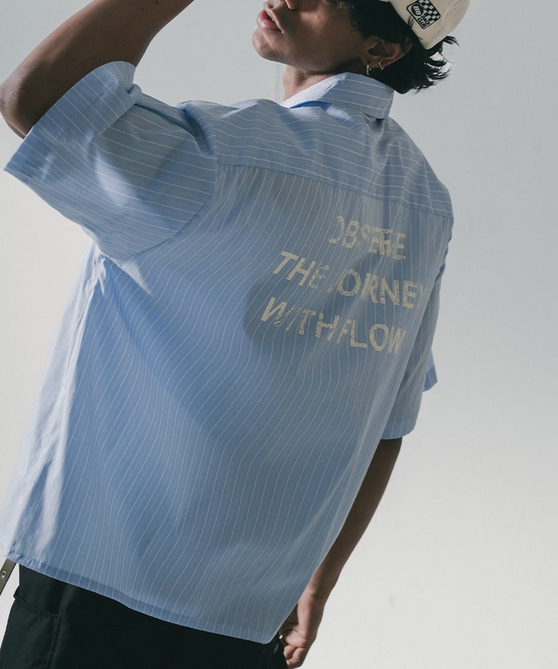SNS0220-251 古巴領條紋襯衫 Short Cut Stripe Shirt