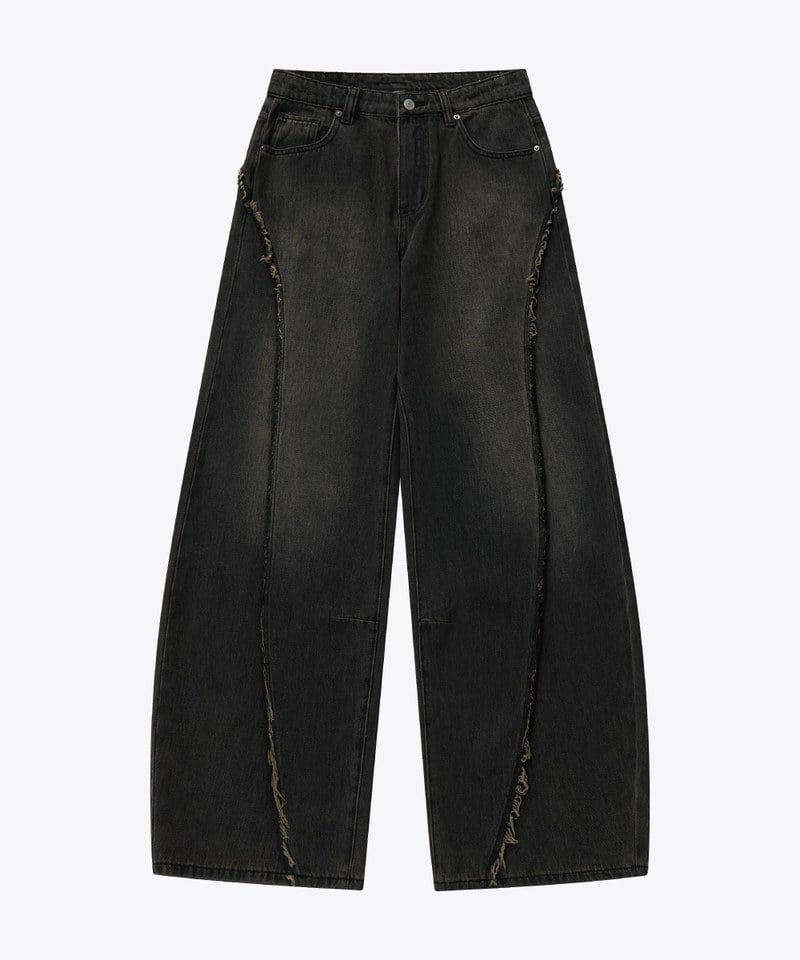 彎刀水洗牛仔長褲 Twist Seam Baggy Denim Jeans
