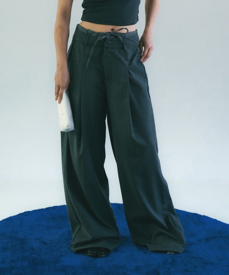 SNS1619W-252 條紋直筒長褲 Double Layer Straight Trousers