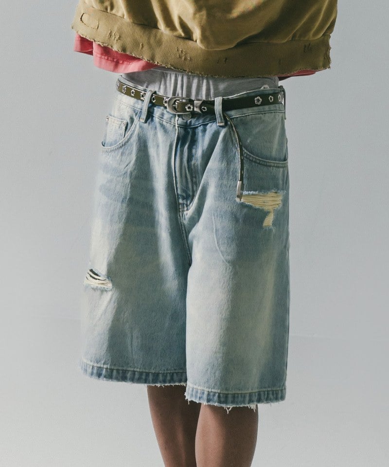 SNS1711-251 五分丹寧短褲 Destory Wash Denim Shorts