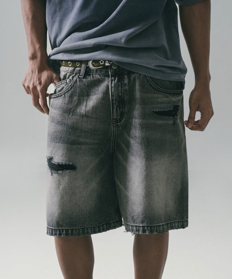 SNS1711-251 五分丹寧短褲 Destory Wash Denim Shorts