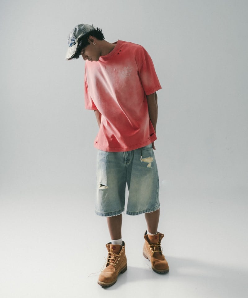 SNS1711-251 五分丹寧短褲 Destory Wash Denim Shorts