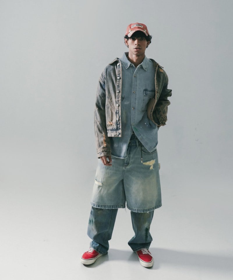 SNS1711-251 五分丹寧短褲 Destory Wash Denim Shorts