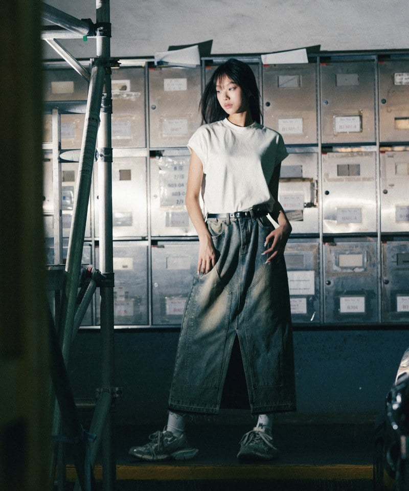 SNS4012-251 牛仔長裙 Double Knee Denim Full Skirts