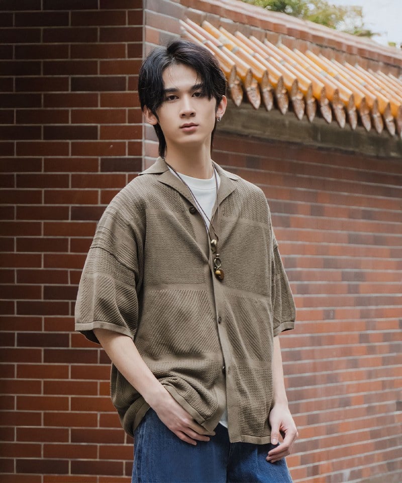 TBS0217-251 針織寬鬆襯衫 Knit Perforated Oversized Shirt
