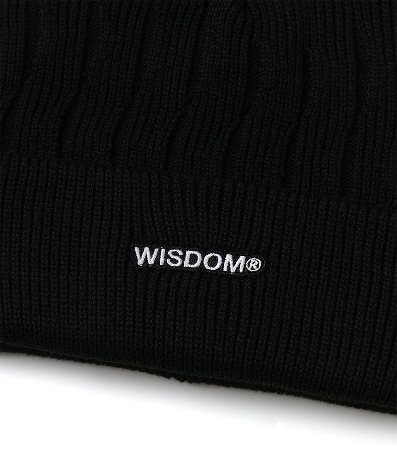 可翻折短毛帽 WISDOM LOGO BEANIE