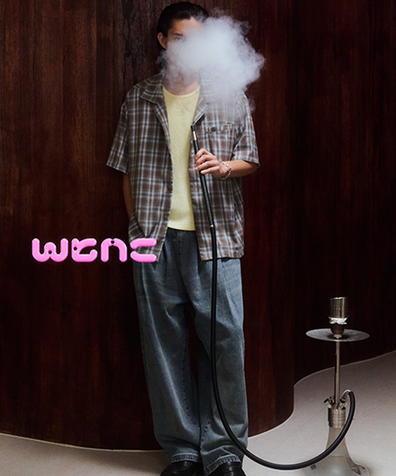 WTNC9902-252 格紋短袖襯衫 Cuban Collar Shirt