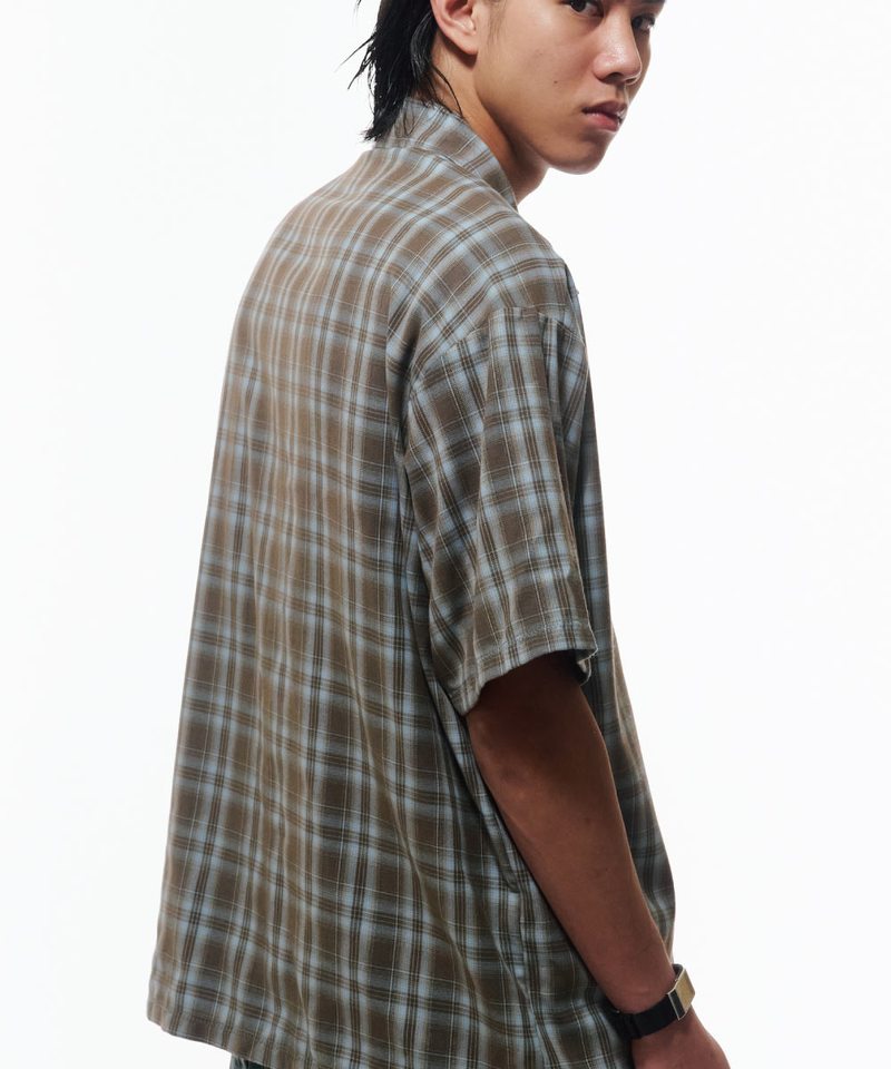WTNC9902-252 格紋短袖襯衫 Cuban Collar Shirt