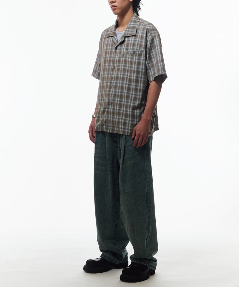 WTNC9902-252 格紋短袖襯衫 Cuban Collar Shirt