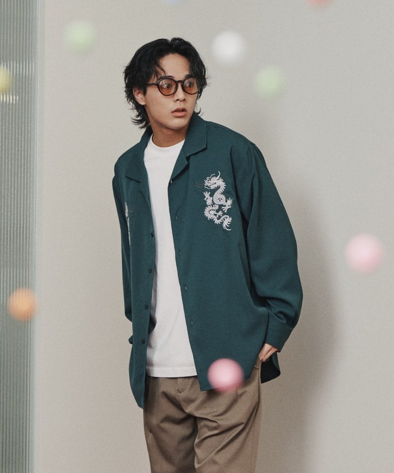 和樂龍龍刺繡墜感長袖襯衫