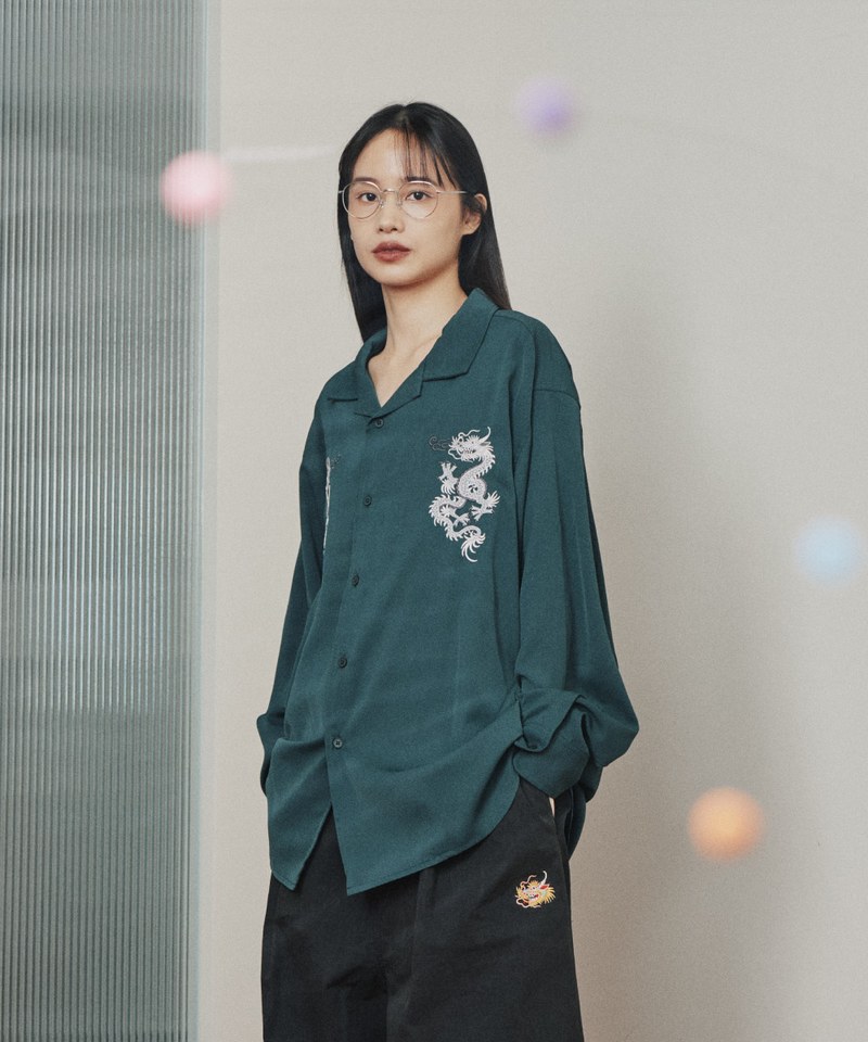 和樂龍龍刺繡墜感長袖襯衫