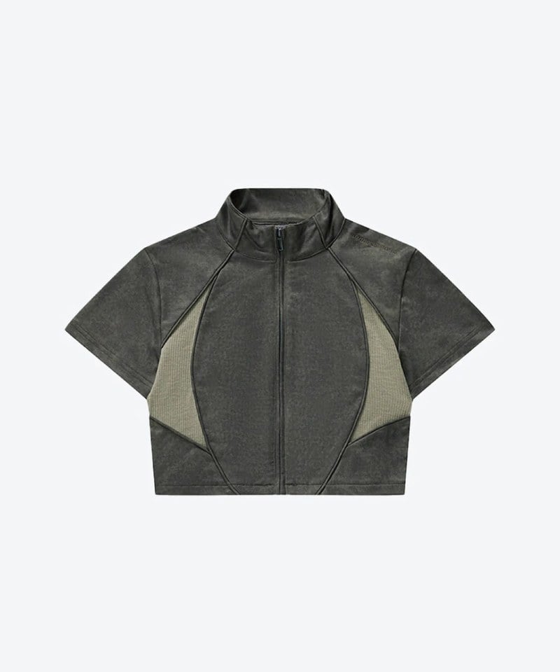 SNS0146W-252 拉鍊上衣 Washed Patch Ribbed Zip Top