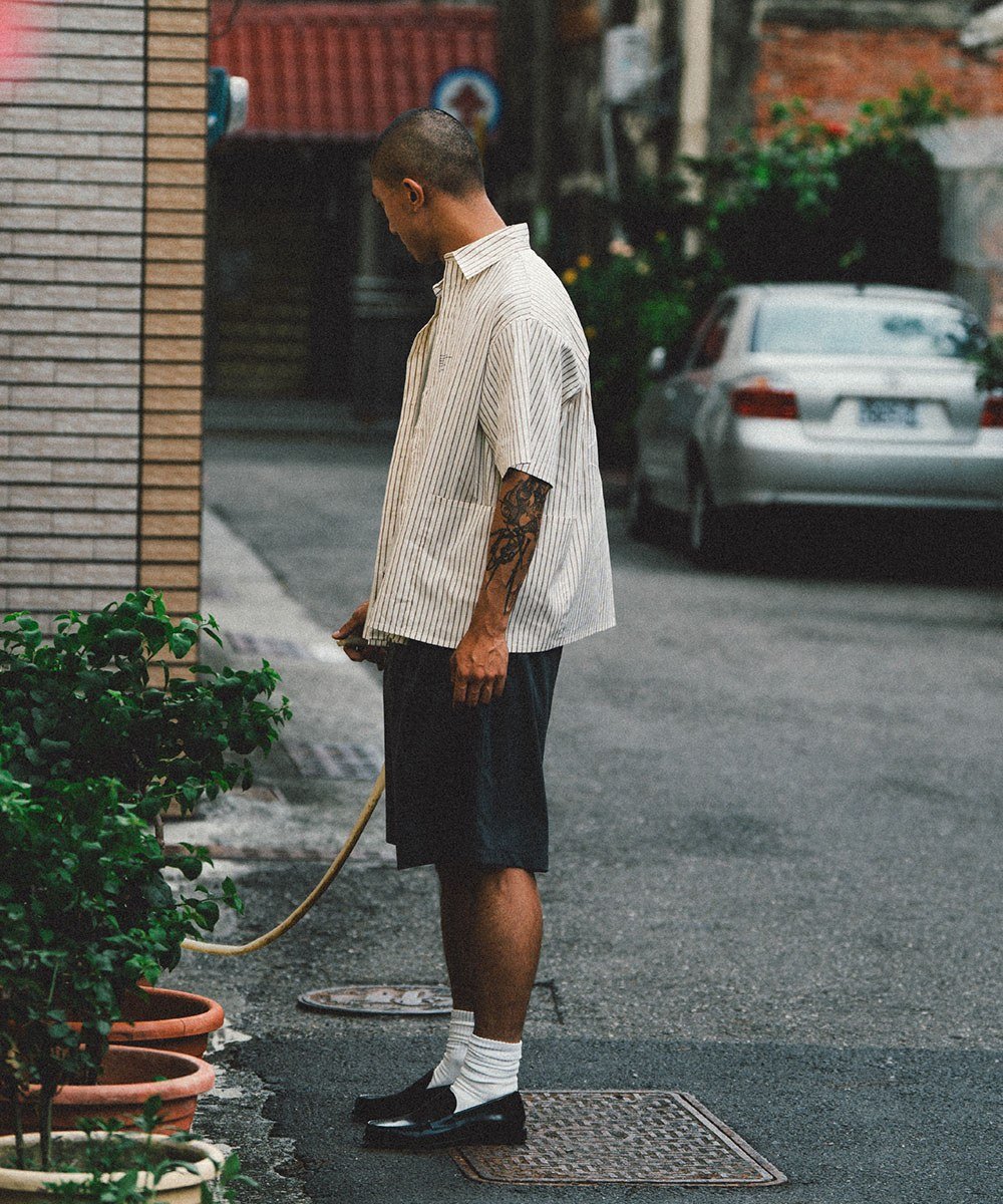 KFK 防潑水耐皺條紋襯衫 SS Side Pocket Shirt