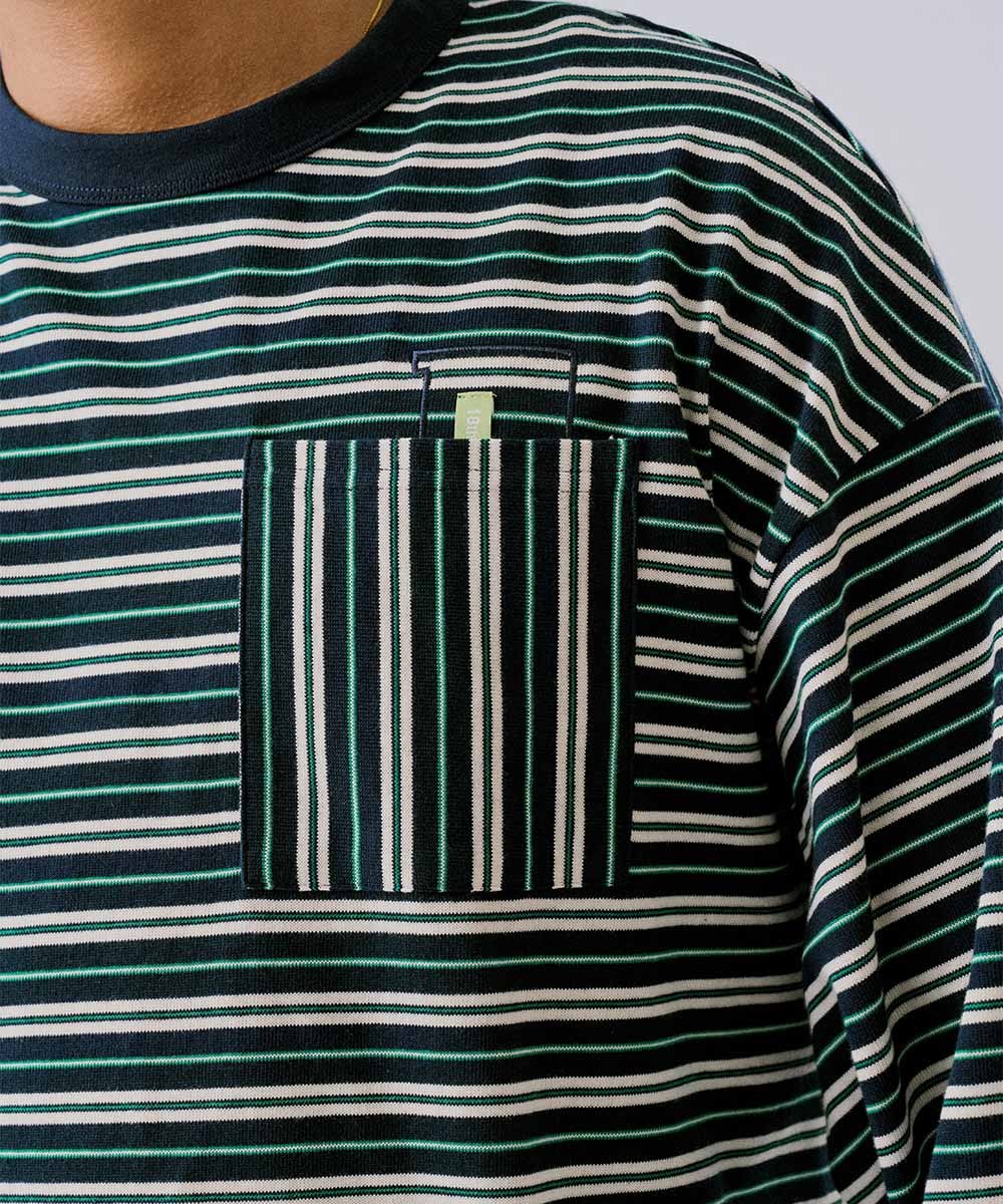 18 Logo條紋口袋長袖TEE