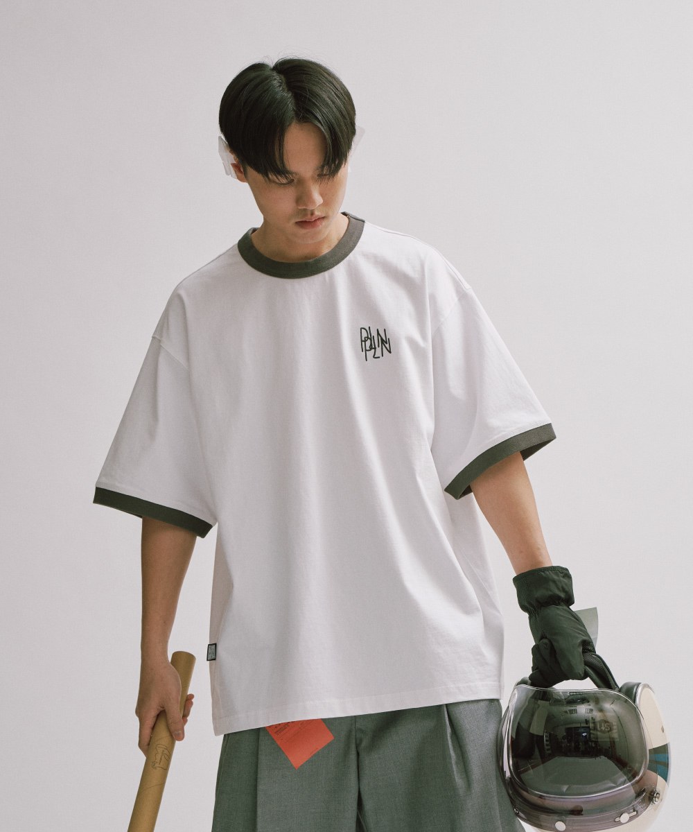 clip by clip 寬鬆羅紋配色TEE