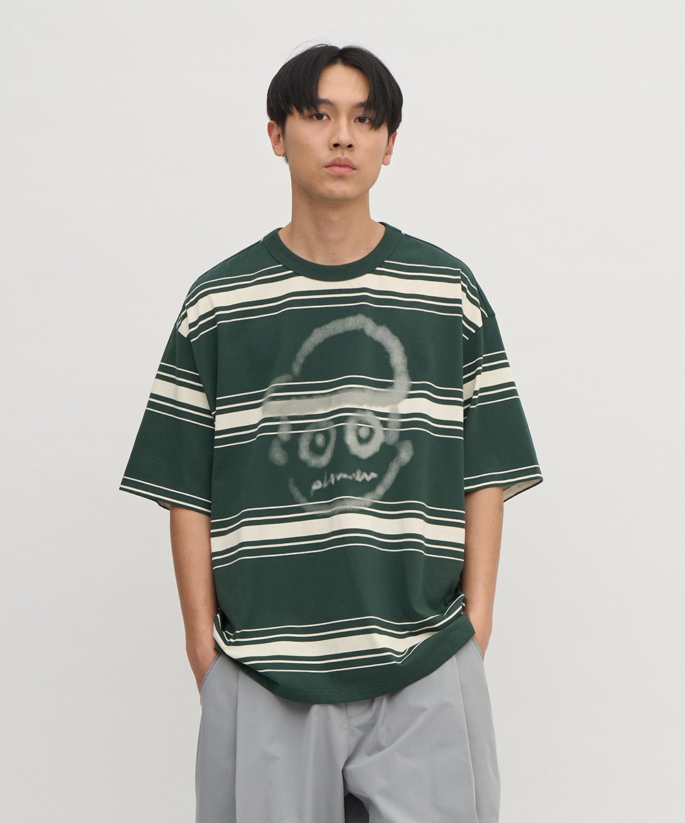小P社長潑漆條紋TEE