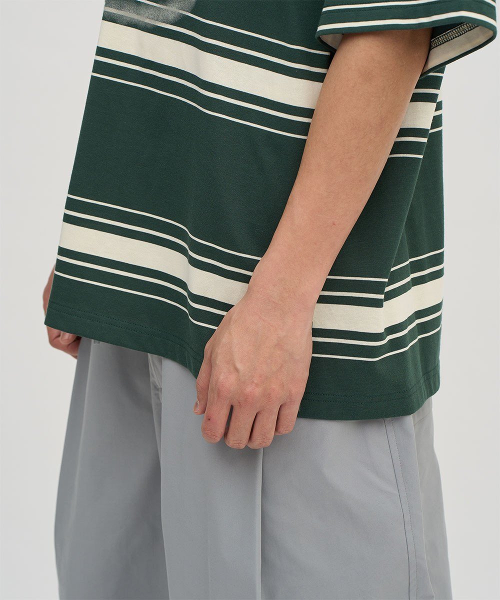 小P社長潑漆條紋TEE
