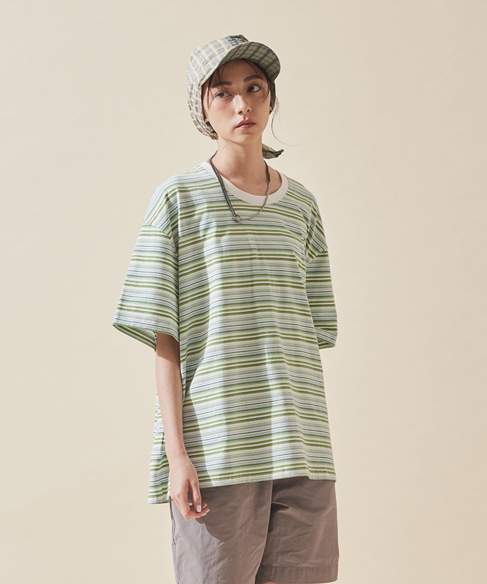 圓領鬆身條紋TEE