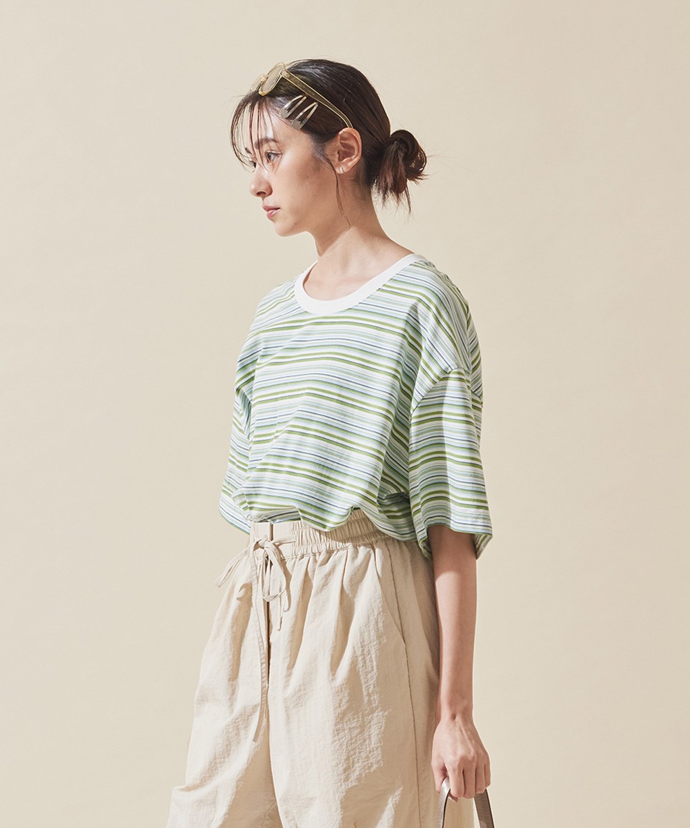 圓領鬆身條紋TEE