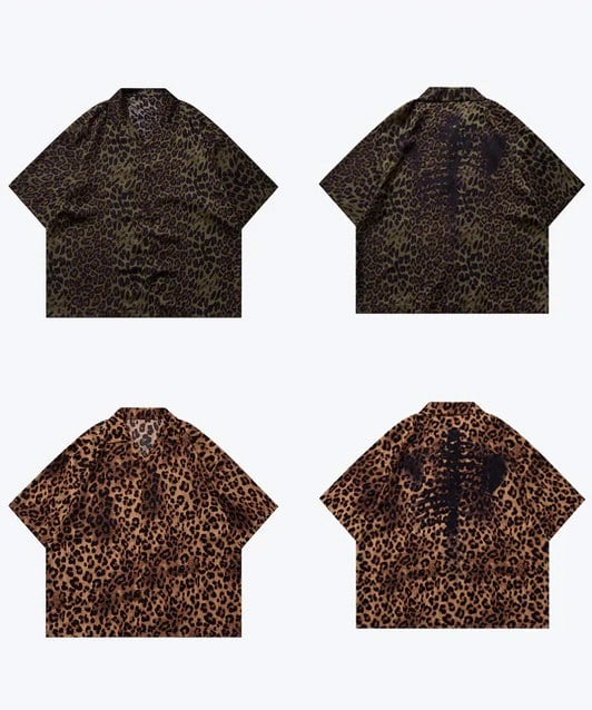 豹紋開領襯衫 Leopard＆Bone Overprint Collar Shirt