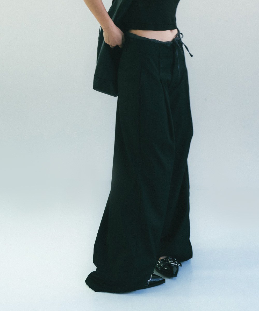 條紋直筒長褲 Double Layer Straight Trousers