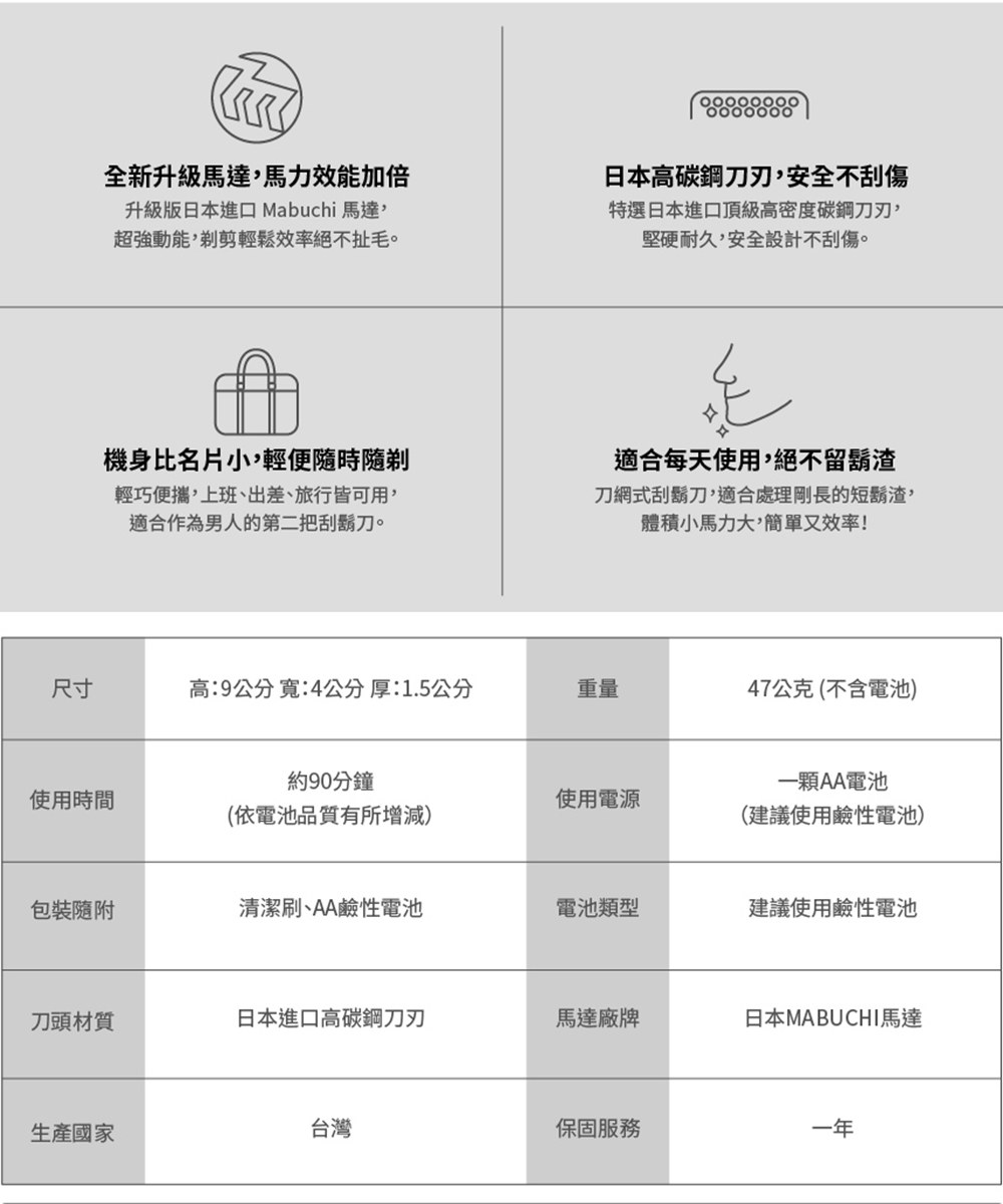 奧本頂級口袋型電動刮鬍刀