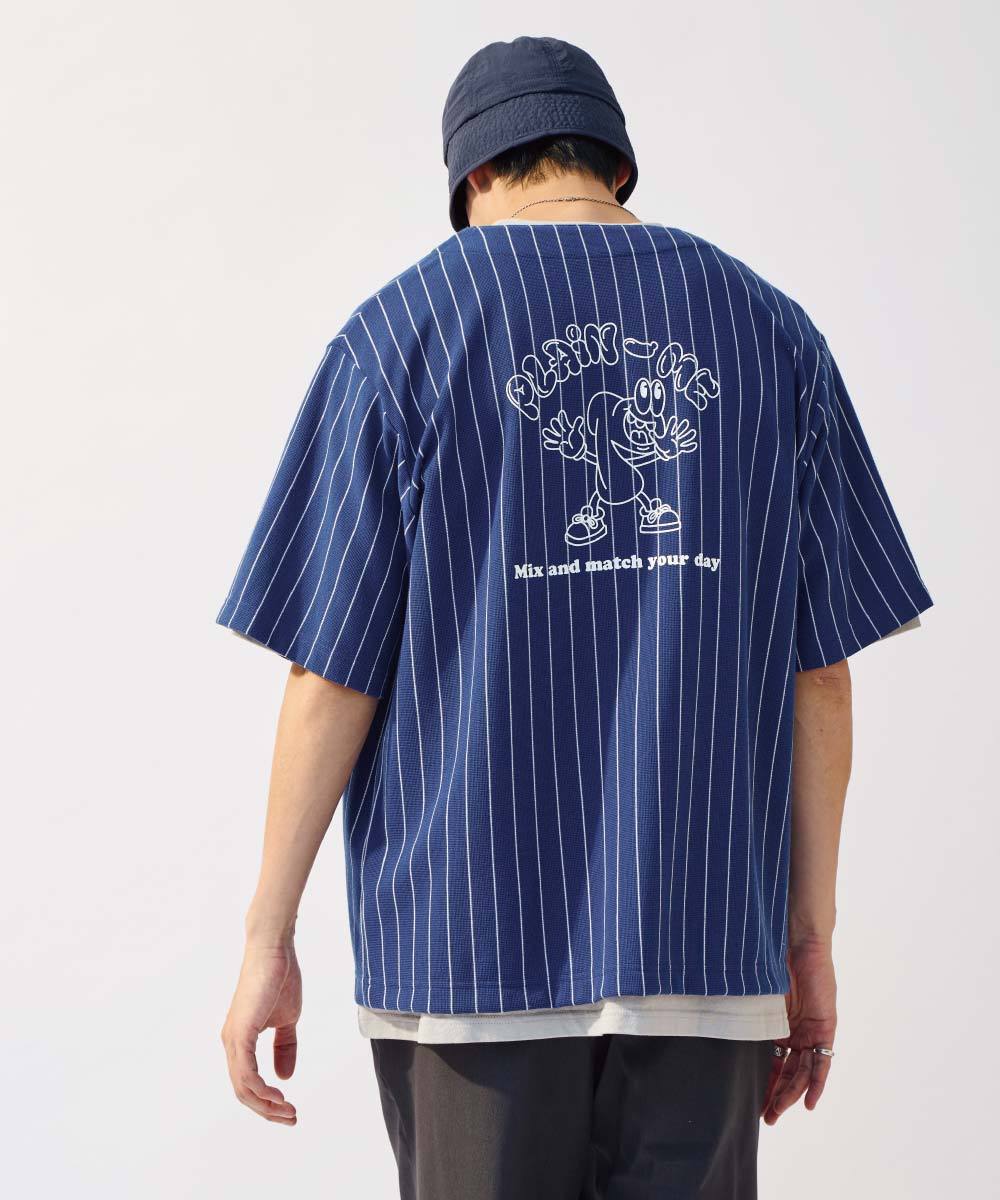PM-LOGO條紋棒球衫