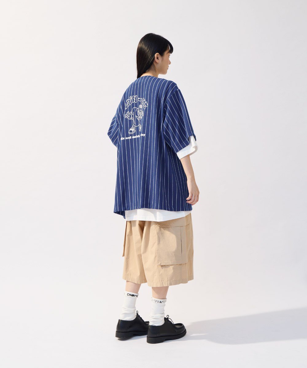 PM-LOGO條紋棒球衫
