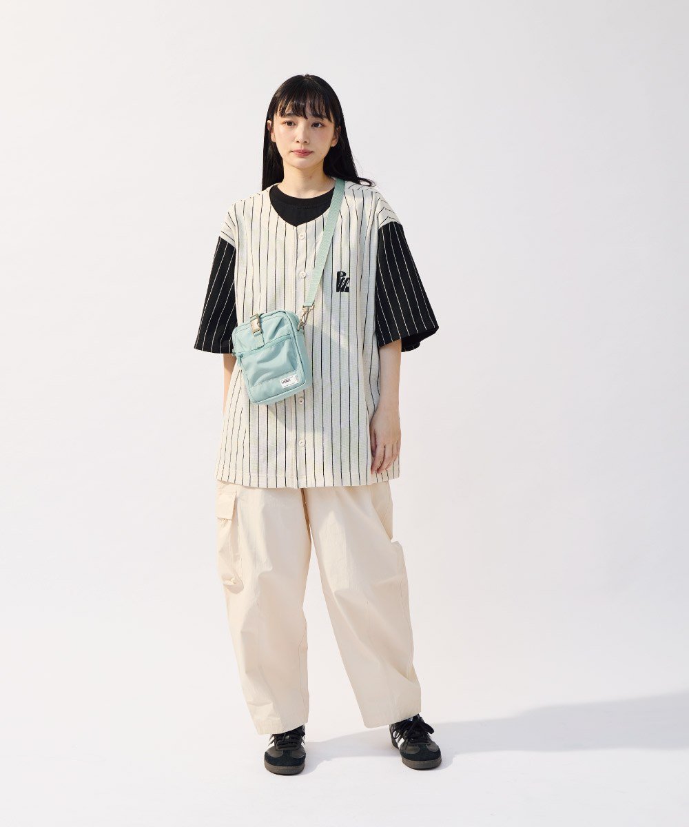 PM-LOGO條紋棒球衫
